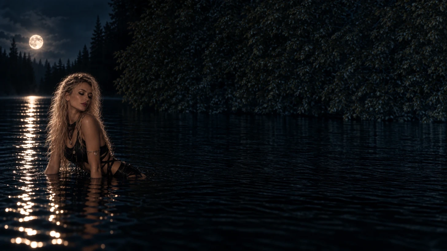 RUSALIS in a moonlit lake at night